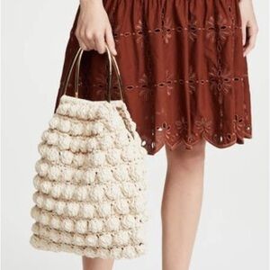 Ulla Johnson Barranco Cotton Bobble Crochet Bag in Cream